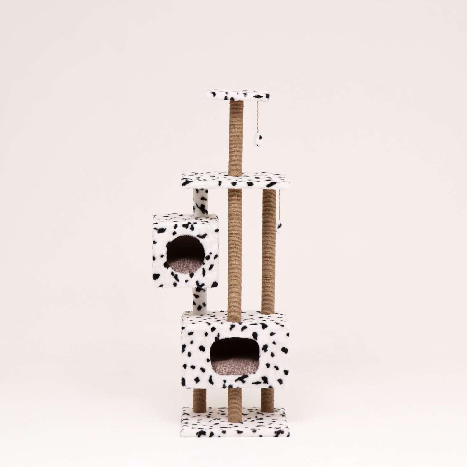 Домик-когтеточка Пижон «Квадратный с площадкой и полкой»для кошек 65х51х173 см джут далматинец - фото 2