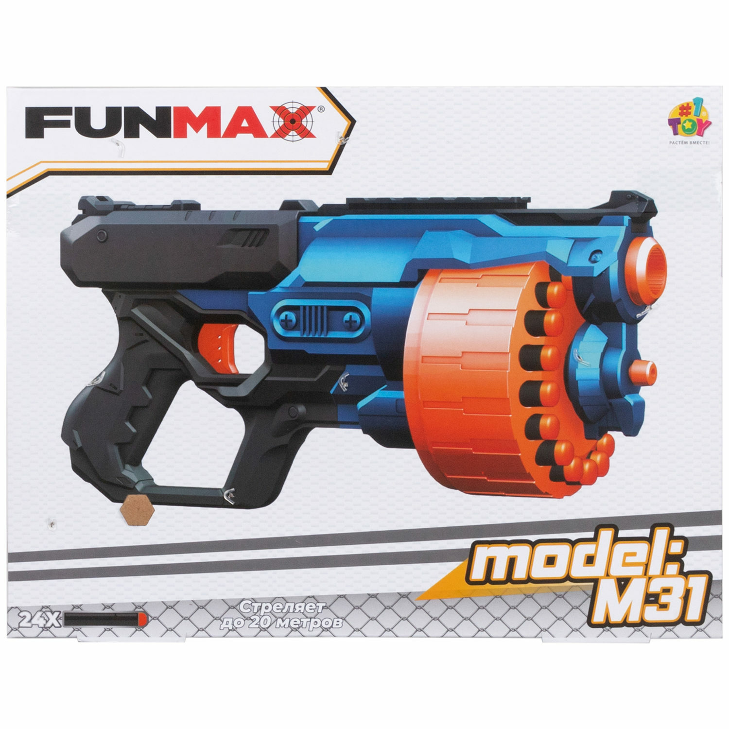 Фанмакс Бластер с мягкими пулями FunMax 1TOY детский 24 пули - фото 18