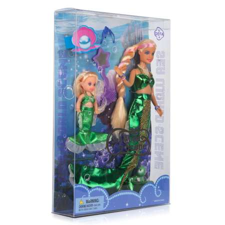 Набор кукол Defa Lucy Морские царевны в комплекте морское животное и аксессуары цвет зеленый