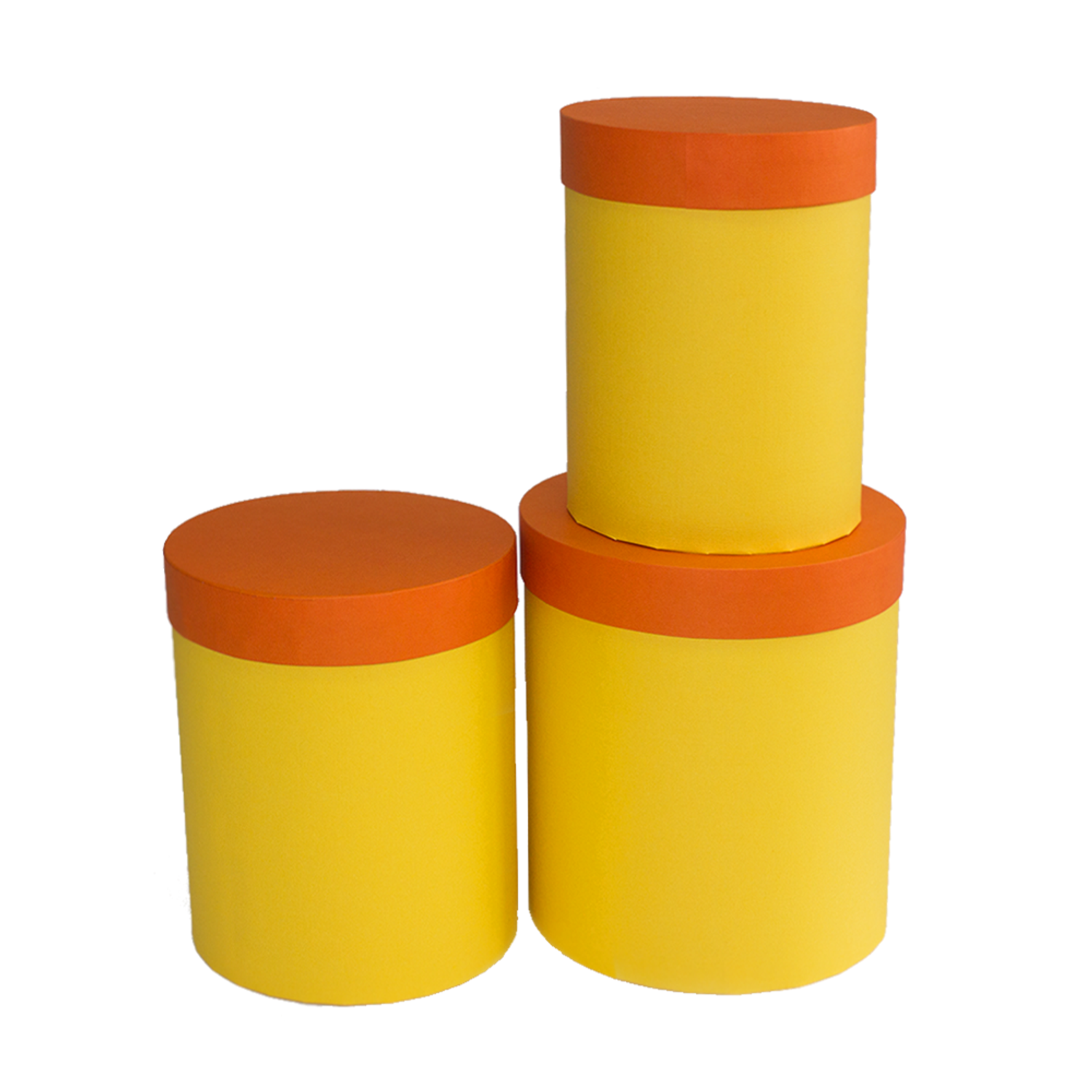 Набор подарочных коробок Cartonnage 3 в 1 Радуга оранжевый желтый круглый - фото 1