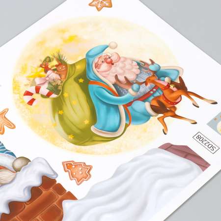 Наклейка Sima-Land пластик интерьерная цветная «Снеговичок и гном в дымоходе» 30х45 см