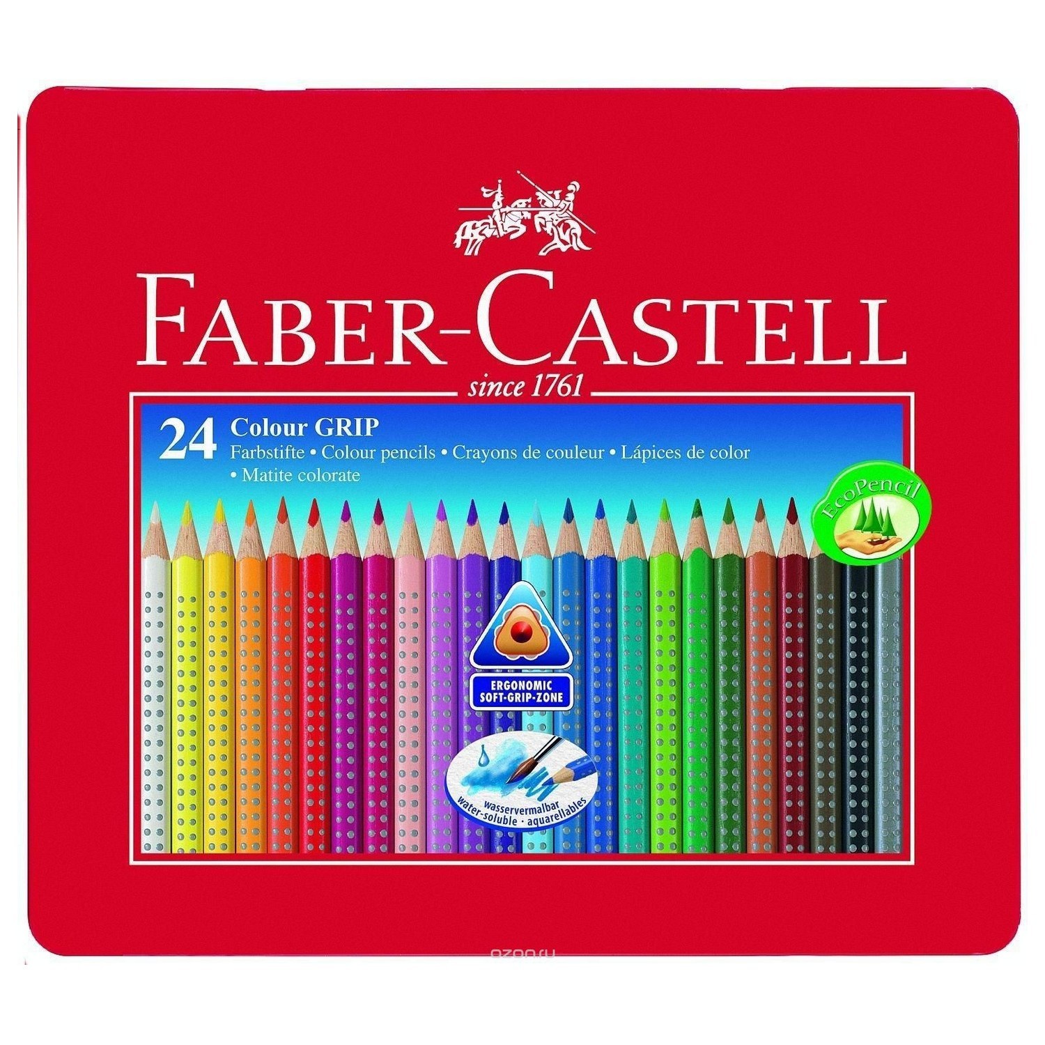 Цветные карандаши Faber Castell GRIP 2001 в картонной коробке 24 шт. - фото 1