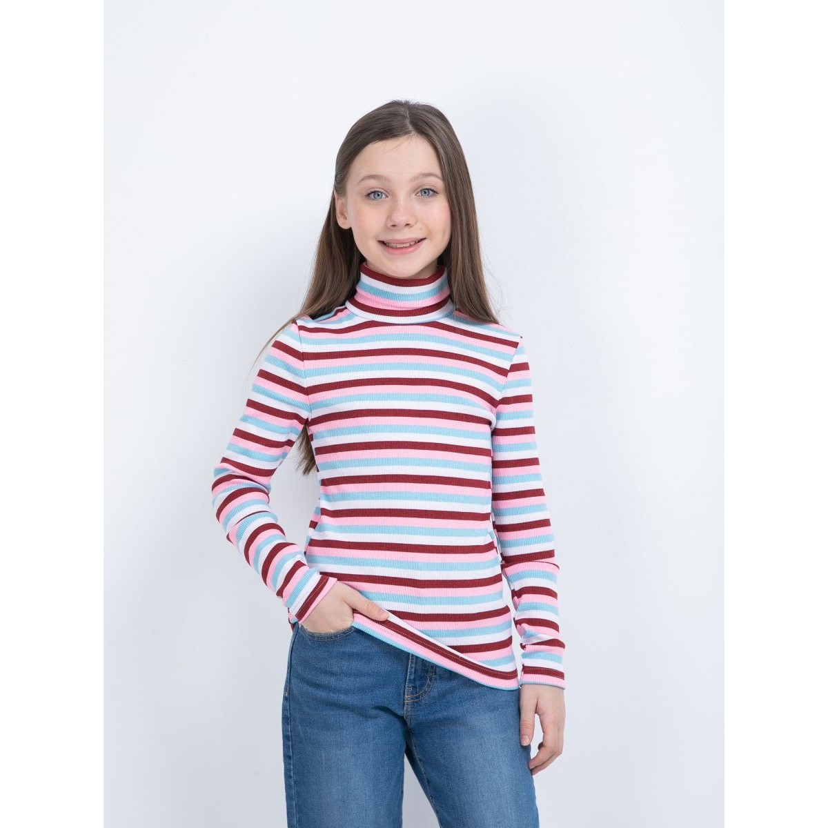 Водолазка SOFT SECRET К-7018Н/розовый/св.бирюзовый/белый/винный - фото 1