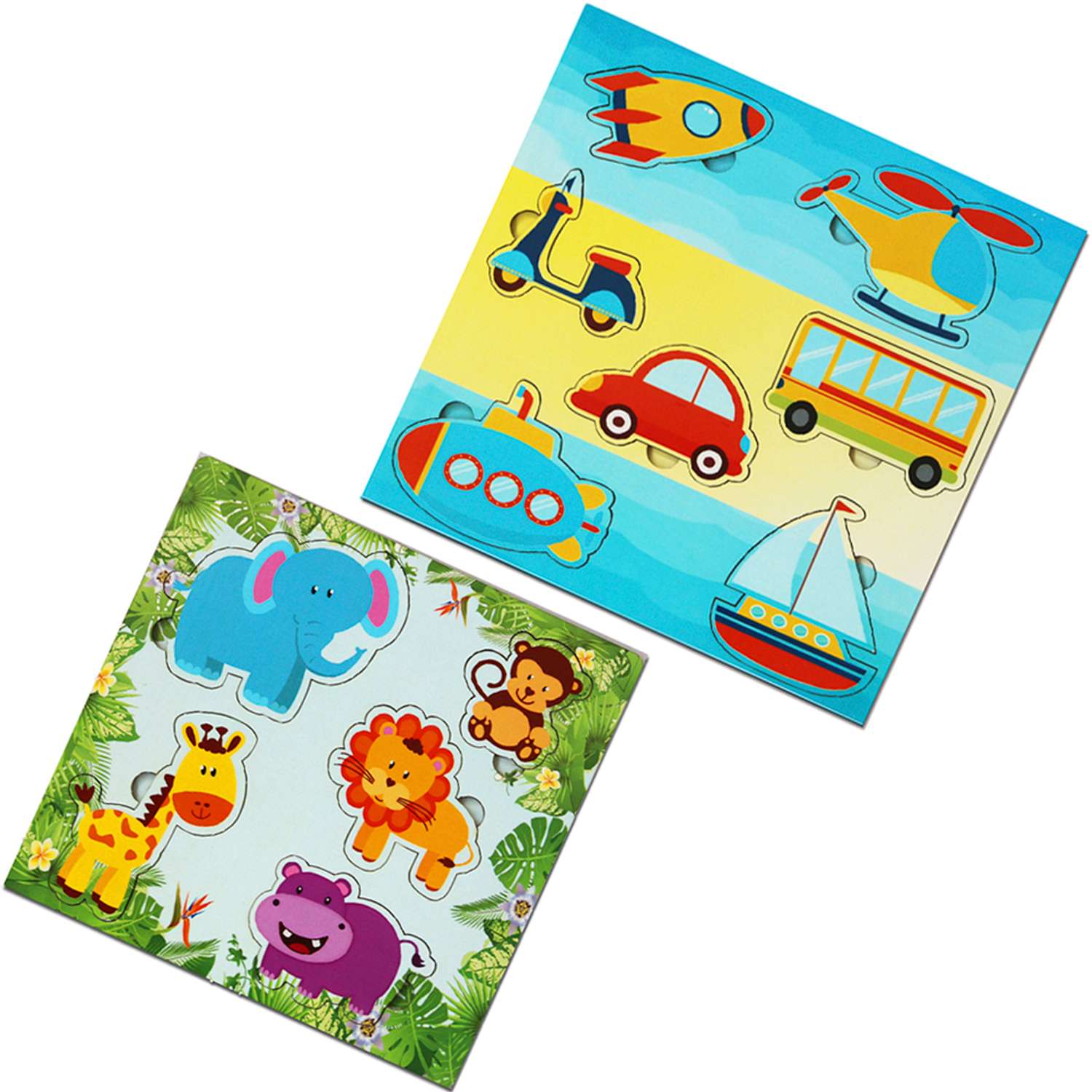 Игровой набор Parrot Carrot рамки вкладыши для малышей Джунгли и Машинки 2 шт - фото 1