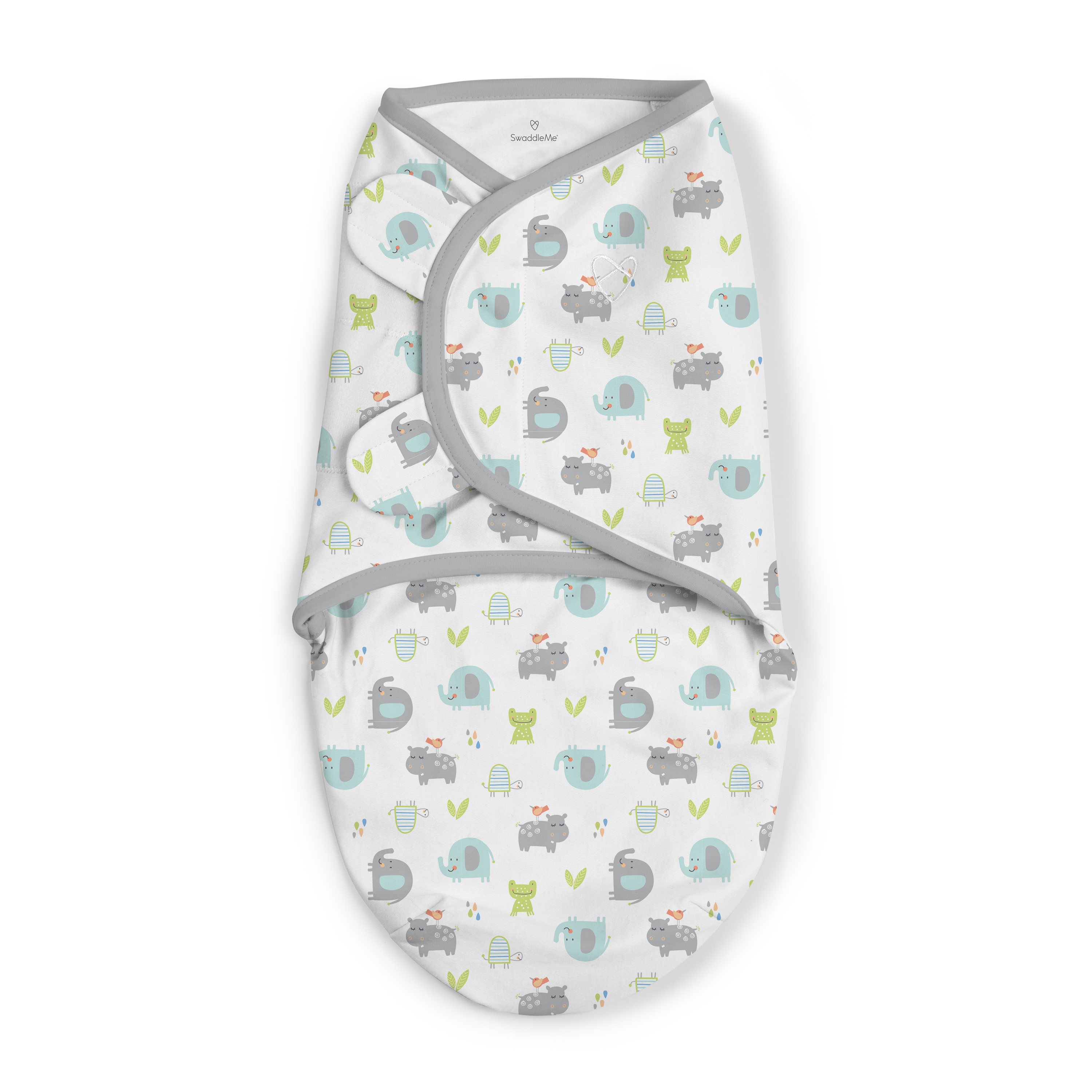 Конверт для пеленания Summer Infant SwaddleMe Слоники Бегемотики на липучке SM Серый - фото 9