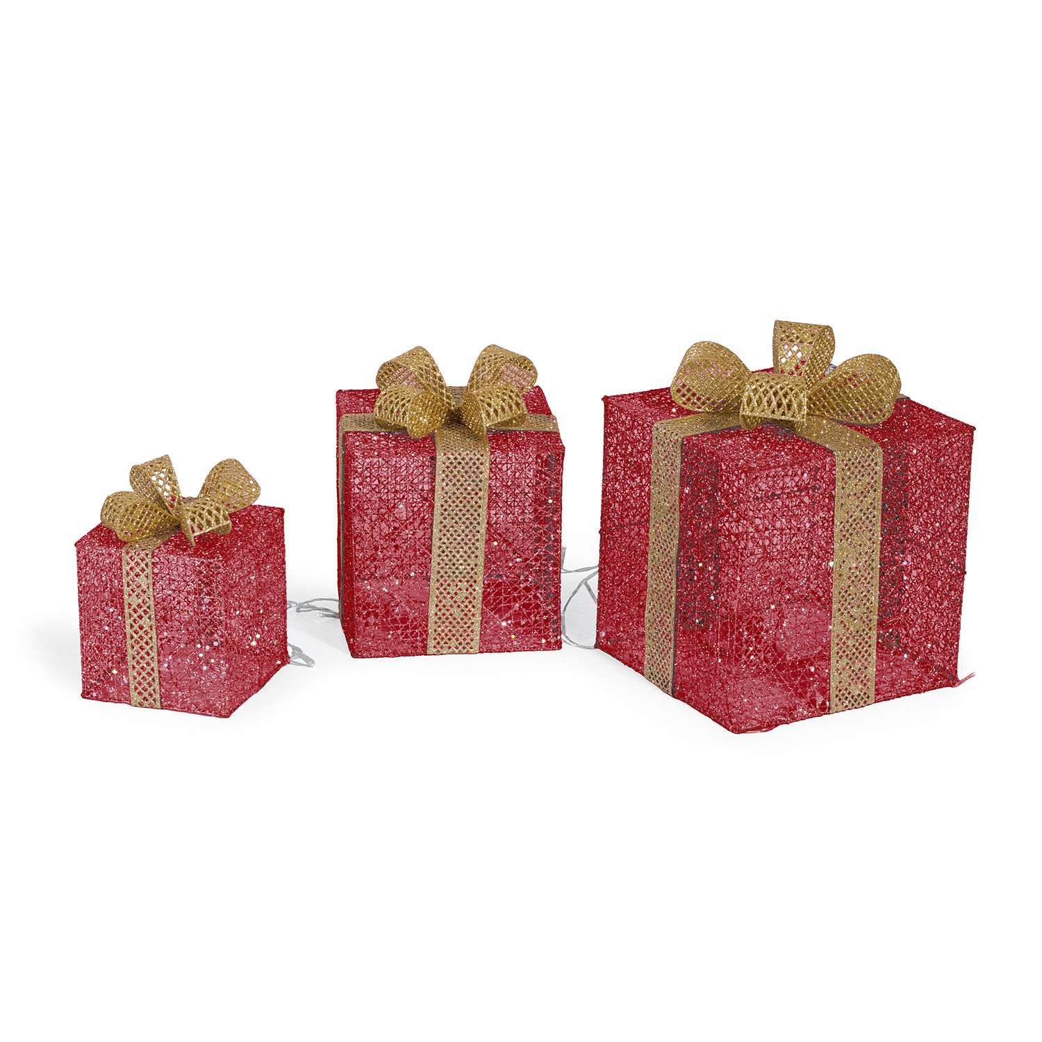 Подарочный набор фигур BABY STYLE красный коробочка 3 фигурки LED теплый белый свет 15/20/25 см - фото 4