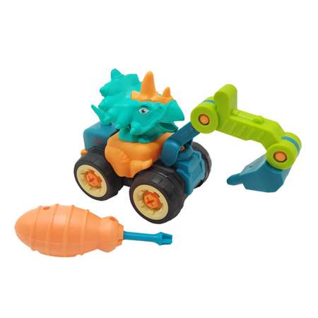 Детская игрушка конструктор SHARKTOYS скрутка набор четыре машинки с динозаврами