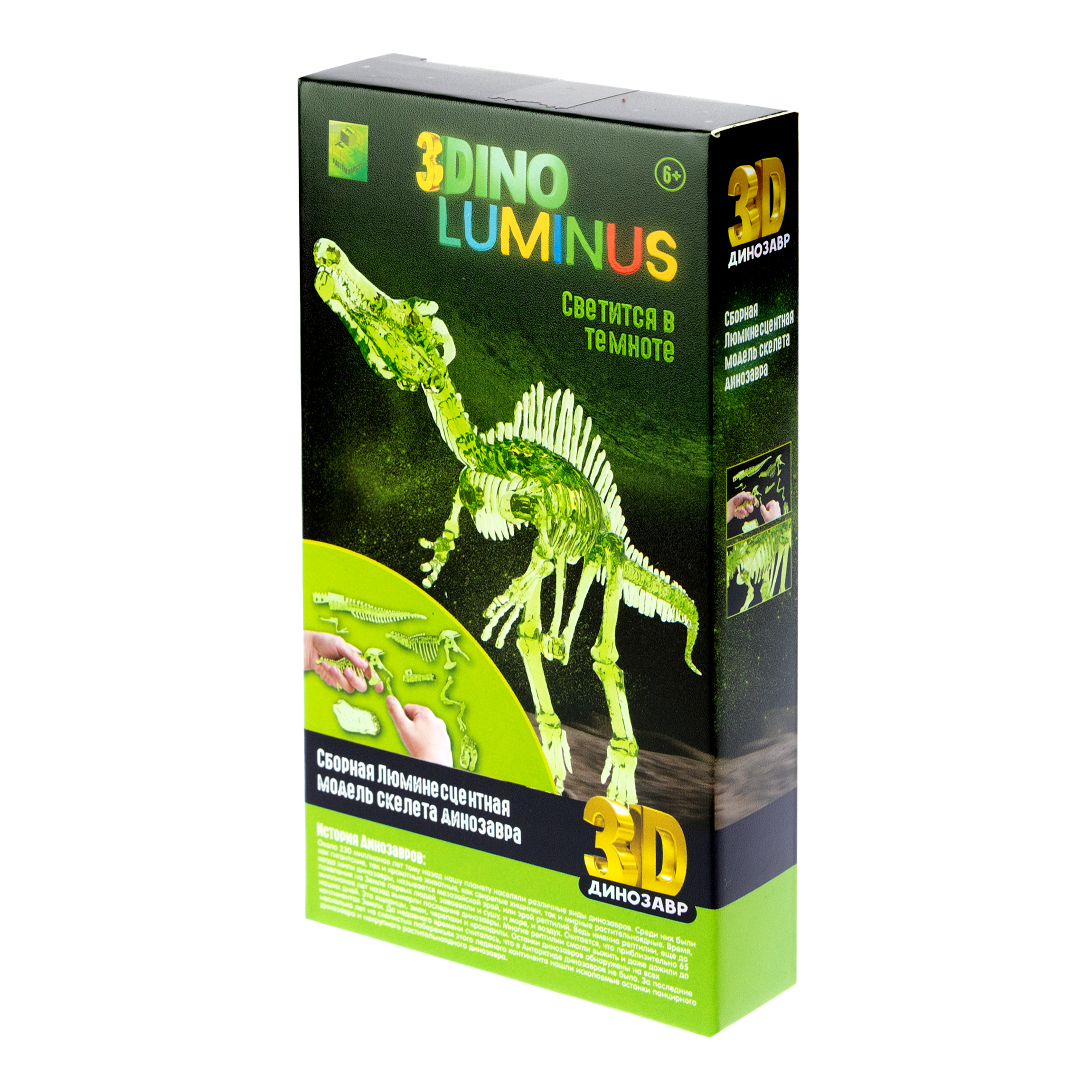 Сборная модель 1TOY 3dino luminus люминисцентный скелет динозавра - фото 8