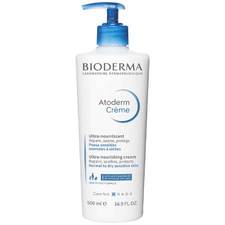 Крем помпа Bioderma Atoderm для увлажнения нормальной и сухой кожи лица и тела 500 мл