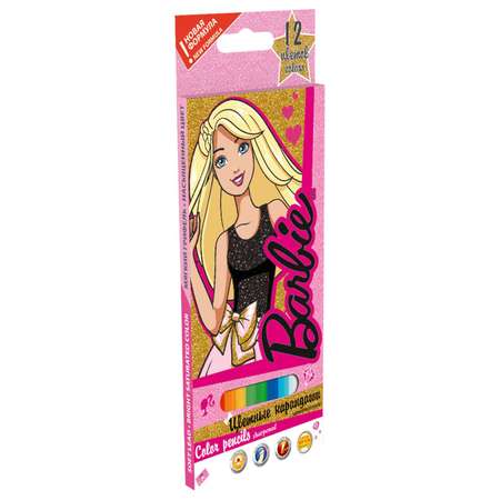 Карандаши цветные Kinderline Barbie 12цветов BRDB-US1-1P-12