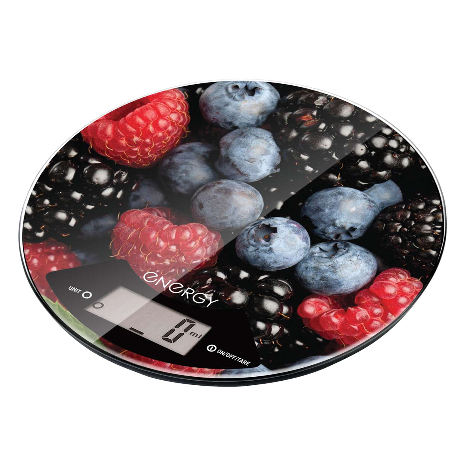Весы кухонные электронные Energy EN-403 круглые стекло дизайн ягоды - фото 1