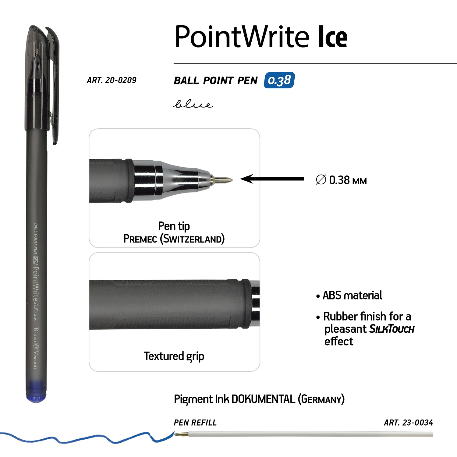 Набор из 5-ти шариковых ручек Bruno Visconti PointWrite Ice синие - фото 5