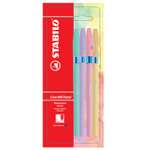 Ручка шариковая STABILO Liner pastel 4шт Синий 808P/4-2B