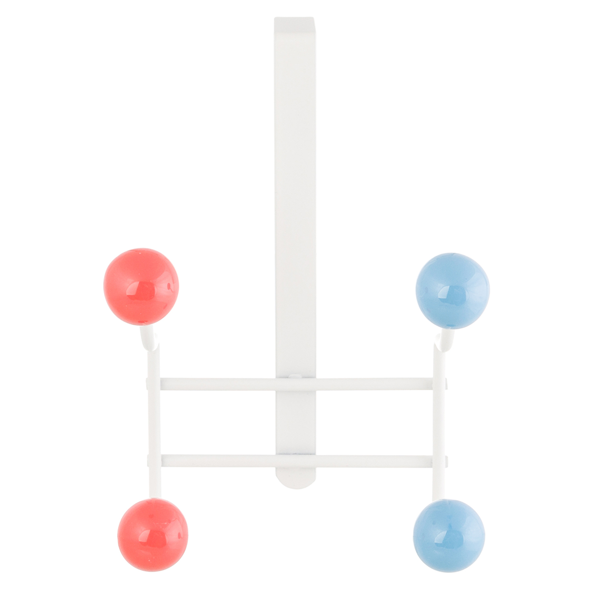 Вешалка El Casa на дверь 13х12х18.5 см Белая с 4 крючками с цветными пластиковыми шариками - фото 3