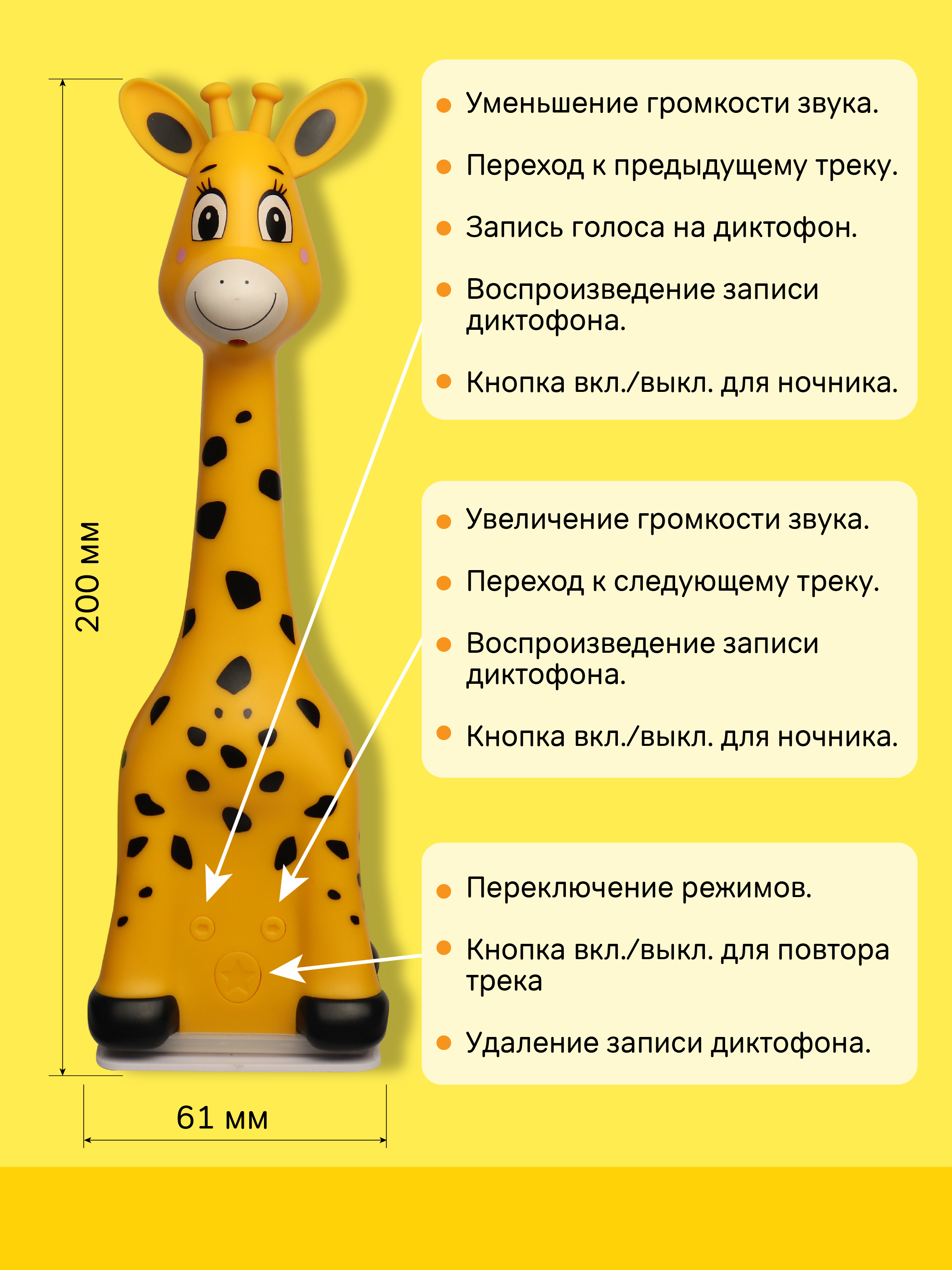 Интерактивная игрушка BertToys Жирафик Бонни - фото 7