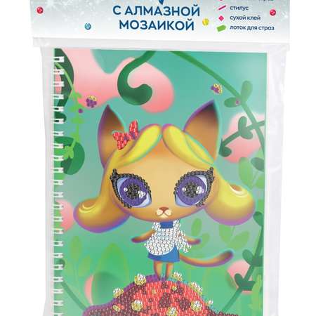 Алмазная мозаика Color Kit тетрадь со стразами Кошка-Алиса клетка 48 листов