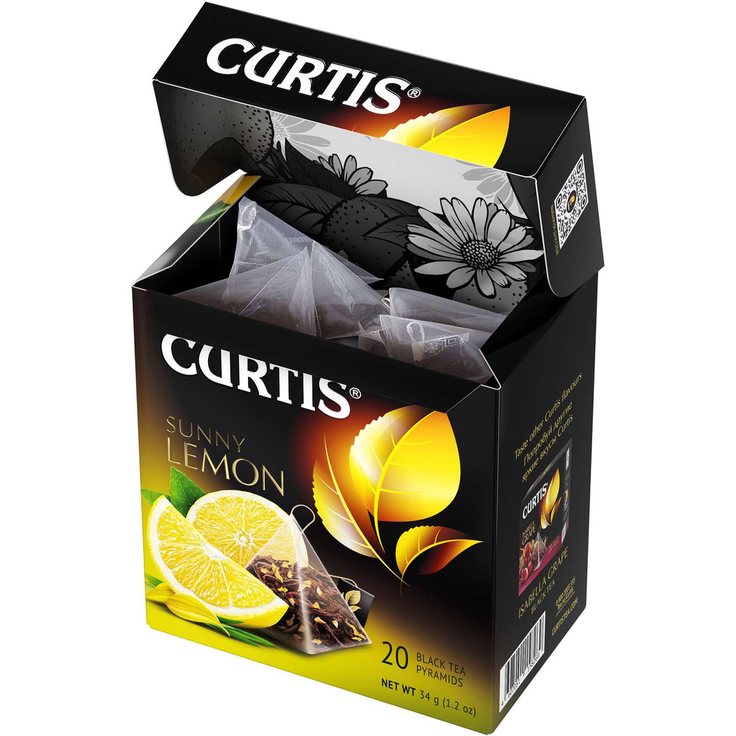 Чай черный Curtis Sunny Lemon 20 пирамидок с ароматом лимона цедрой лепестками цветов - фото 4