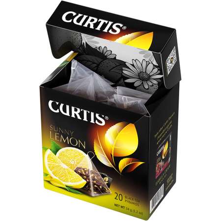 Чай черный Curtis Sunny Lemon 20 пирамидок с ароматом лимона цедрой лепестками цветов