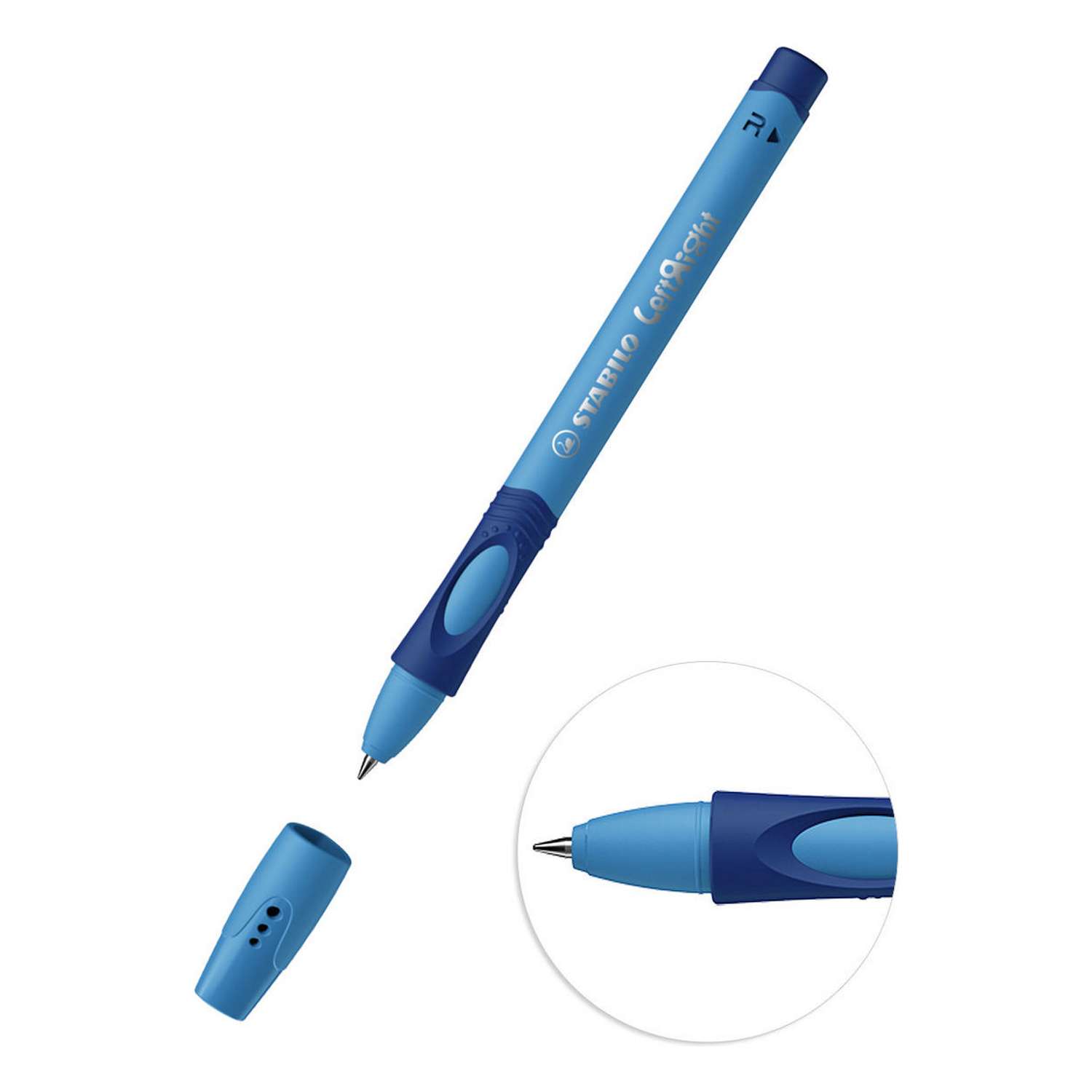 Ручка для первоклассника STABILO шариковая синяя LeftRight для правшей масляные чернила 2шт - фото 3