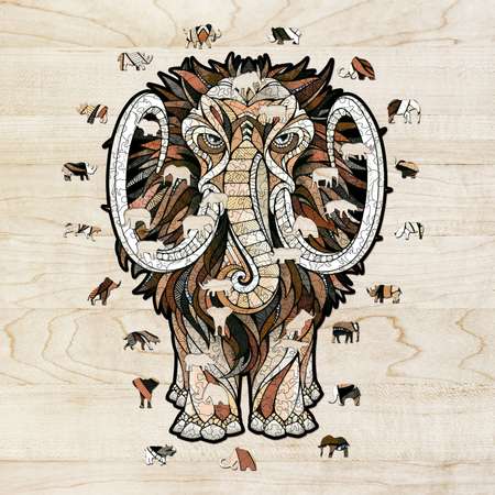 Фигурный пазл Eco Wood Art Деревянный Мастодон Мамонт L 40x54 см