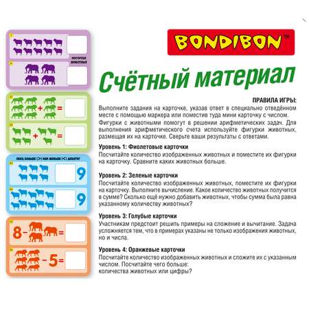 Обучающая игра BONDIBON счётный материал Животные