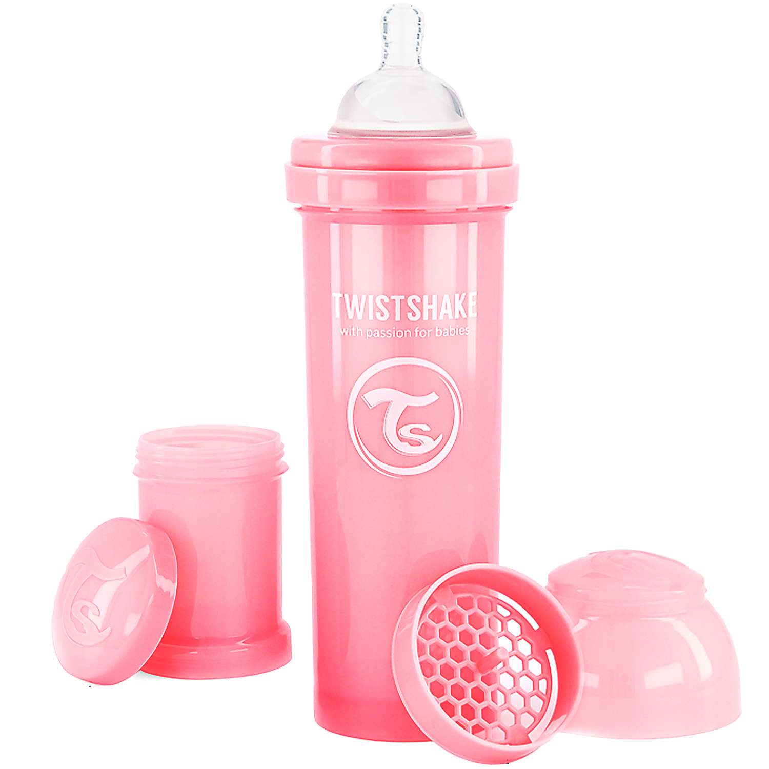 Бутылочка Twistshake Антиколиковая Пастельный розовый 330 мл 4 мес+ - фото 1