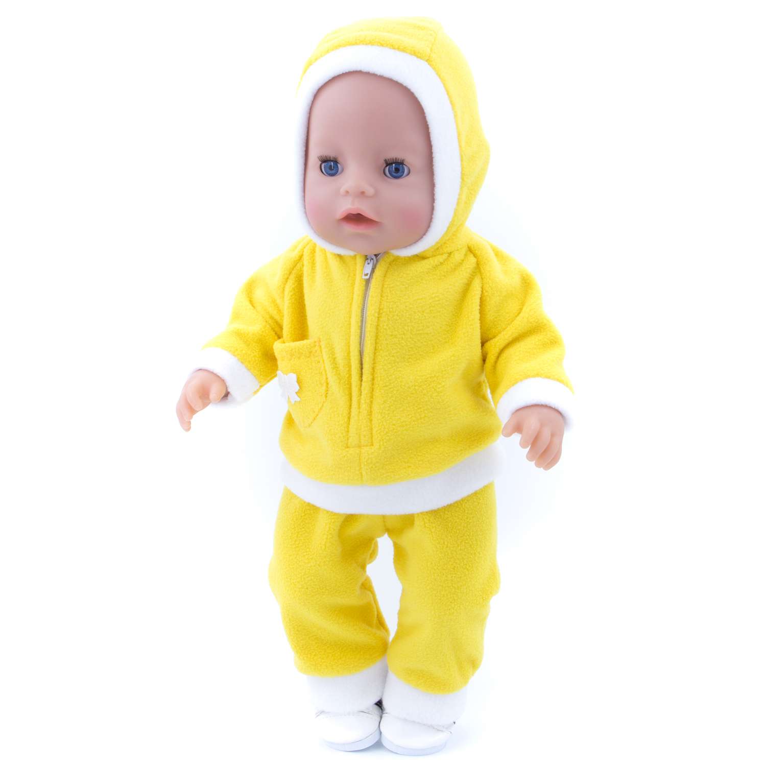 Комплект одежды МОДНИЦА для пупса 43-48 см из флиса желтый-белый 6103желтый&amp;белый - фото 8
