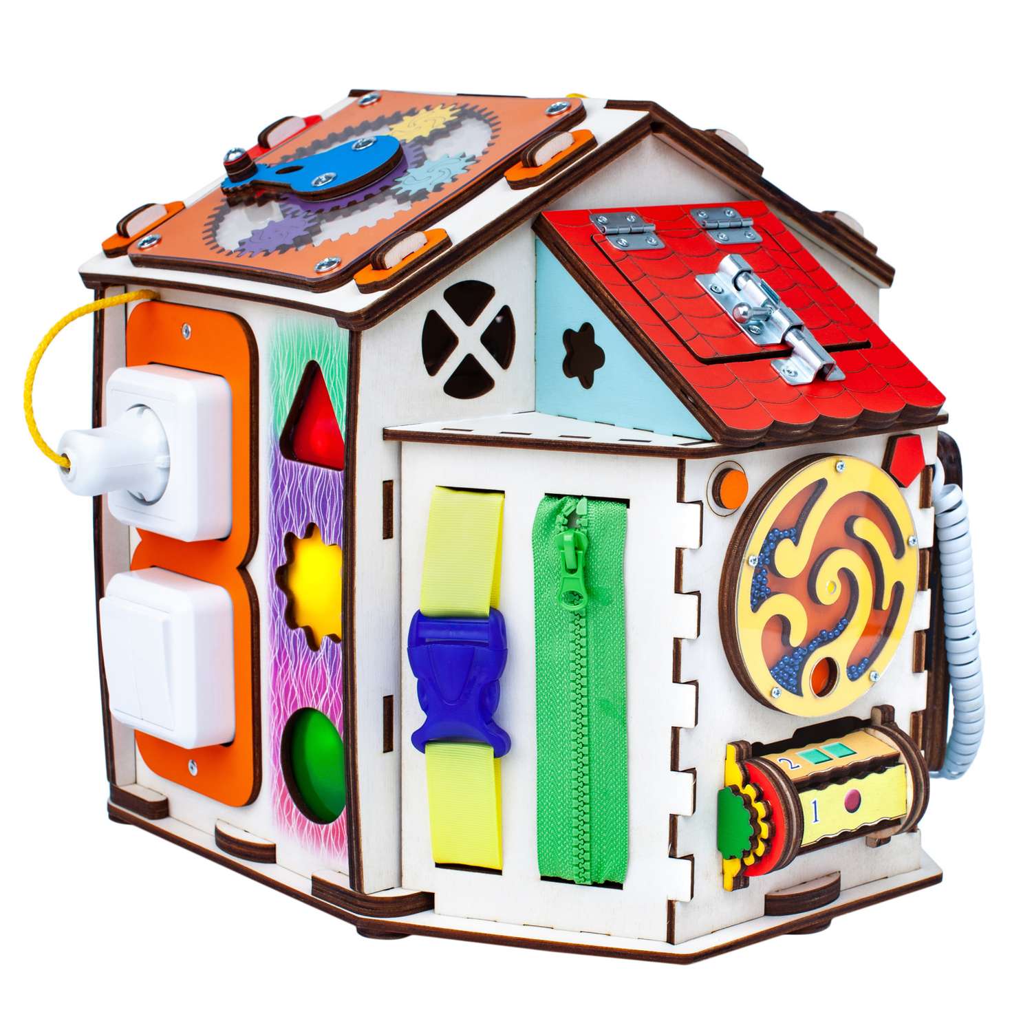 Бизиборд Jolly Kids развивающий домик со светом Игрушки - фото 1