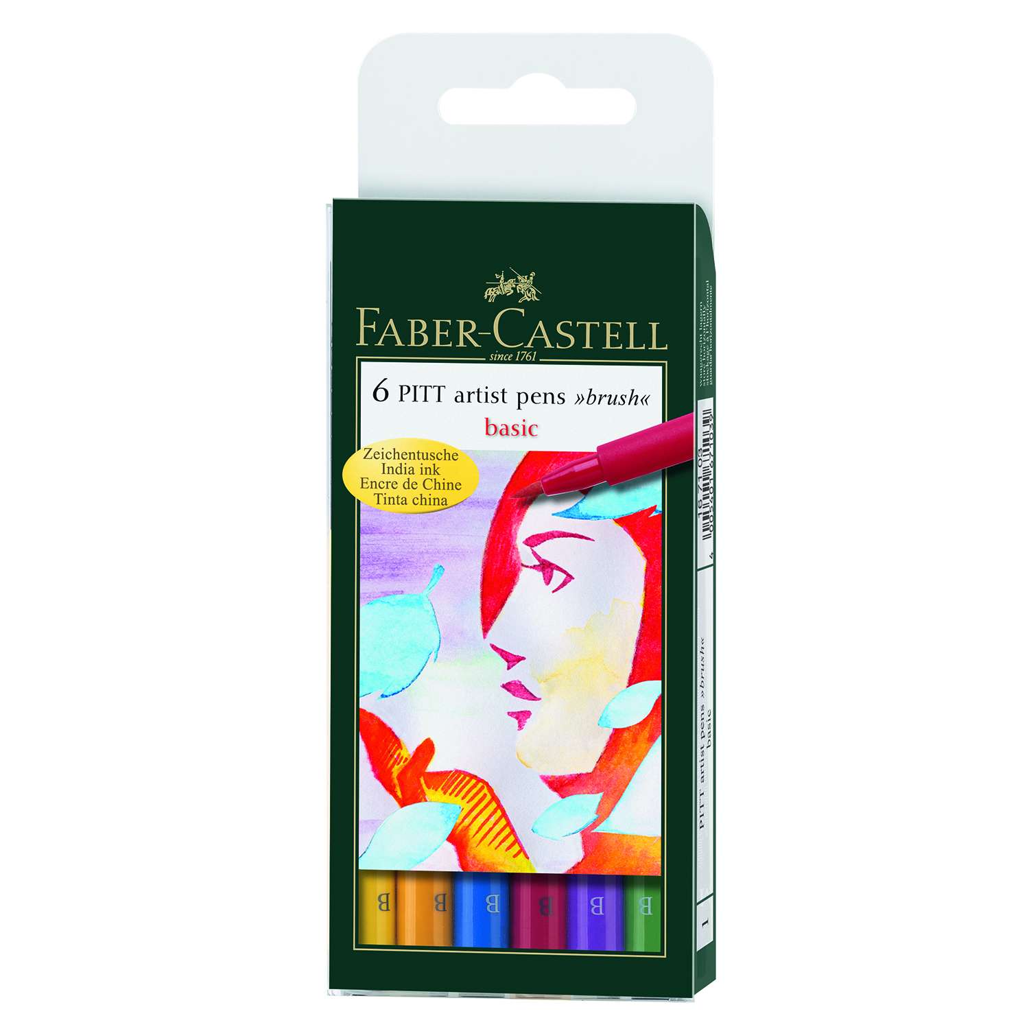 Капиллярные ручки Faber Castell PITT ARTIST PEN основные цвета в футляре 6 шт. - фото 1