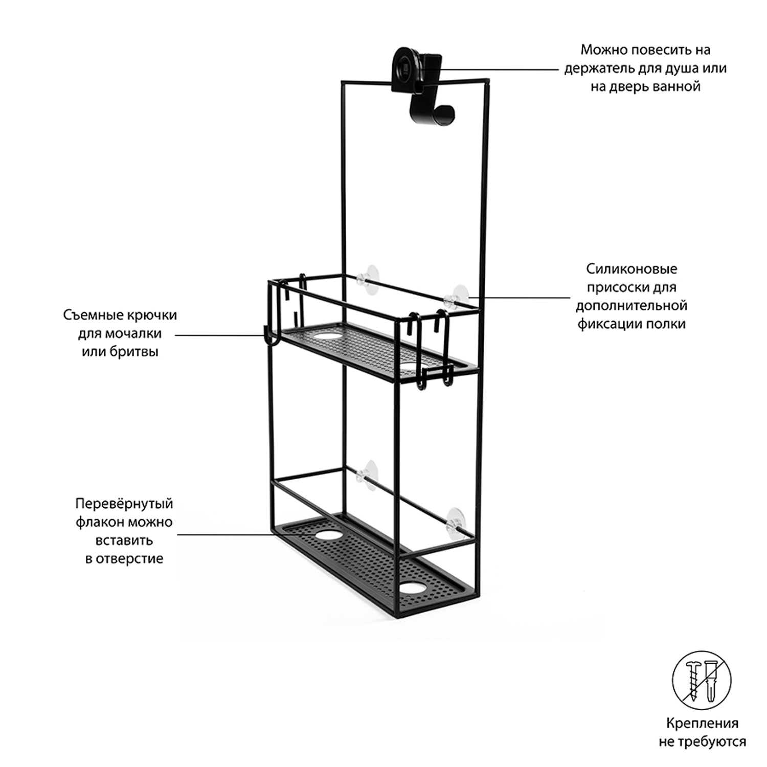 Полка-органайзер Umbra для душа Cubiko чёрная - фото 13