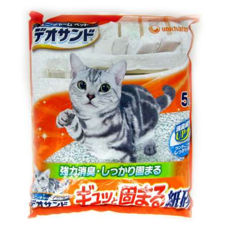 Наполнитель для кошек Unicharm бумажный дезодорирующий без запаха 5л