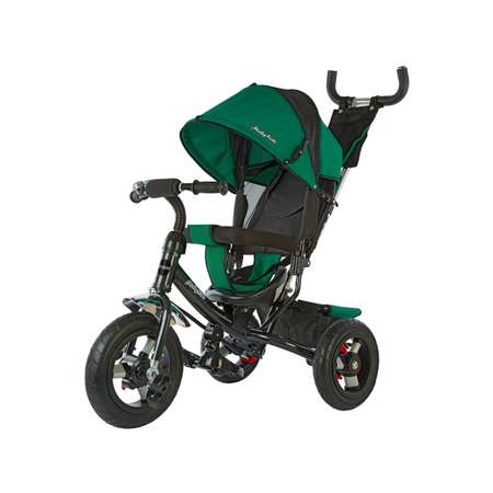 Велосипед трехколесный Moby kids Comfort 12x10 AIR зелёный с чёрным с ручкой