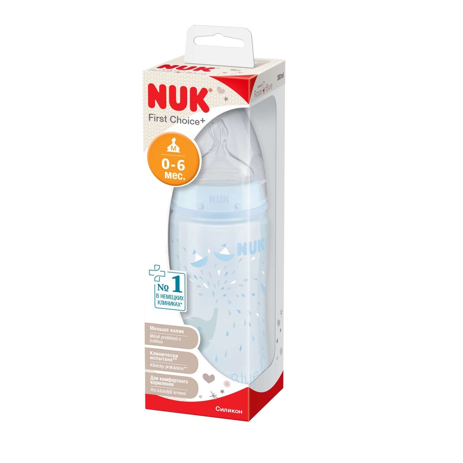 Бутылочка Nuk Cлоник 300мл с 0месяцев Blue 10741816 - фото 2