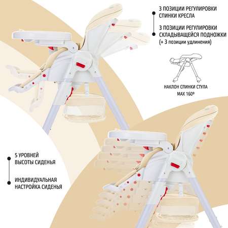 Стул-шезлонг для кормления Nuovita Tutela с перфорацией Бежевый