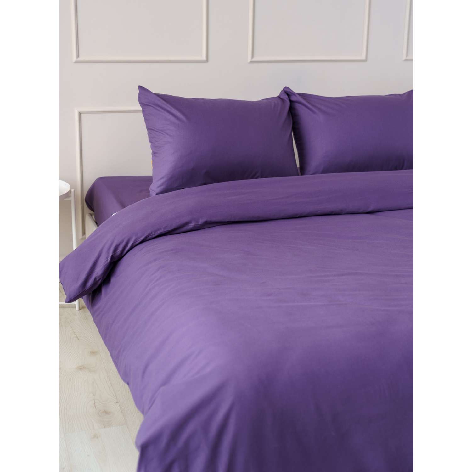 Комплект постельного белья IDEASON поплин 3 предмета Евро фиолетовый - фото 2