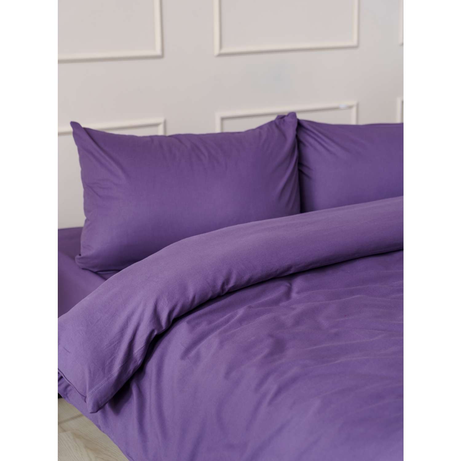 Комплект постельного белья IDEASON Поплин 3 предмета 2.0 спальный фиолетовый - фото 2