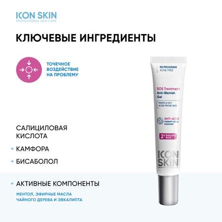 Гель для точечного нанесения ICON SKIN против воспалений SOS Treatment