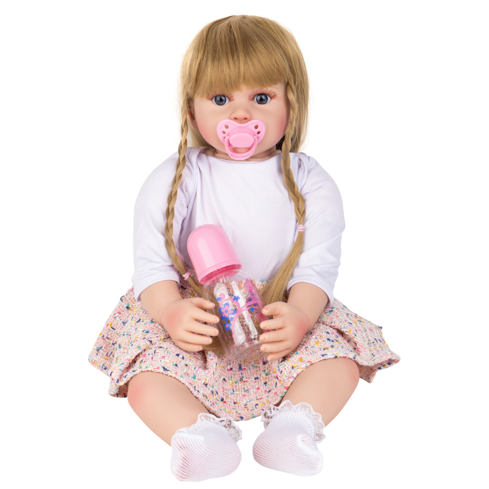 Кукла Реборн Блондинка NRAVIZA Детям Мягконабивная 60 см с одеждой и аксессуарами NR0095 - фото 14