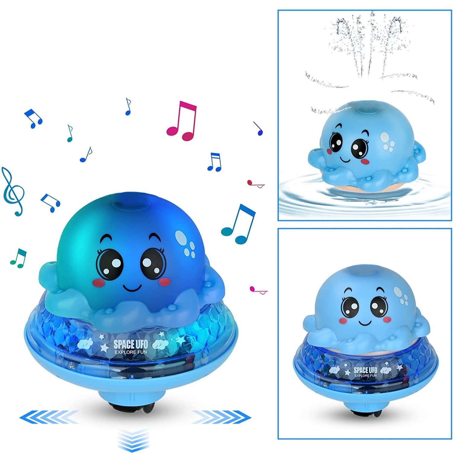 Игрушка для ванной Salto Surprise интерактивная Осьминожка с фонтанчиком голубой - фото 2