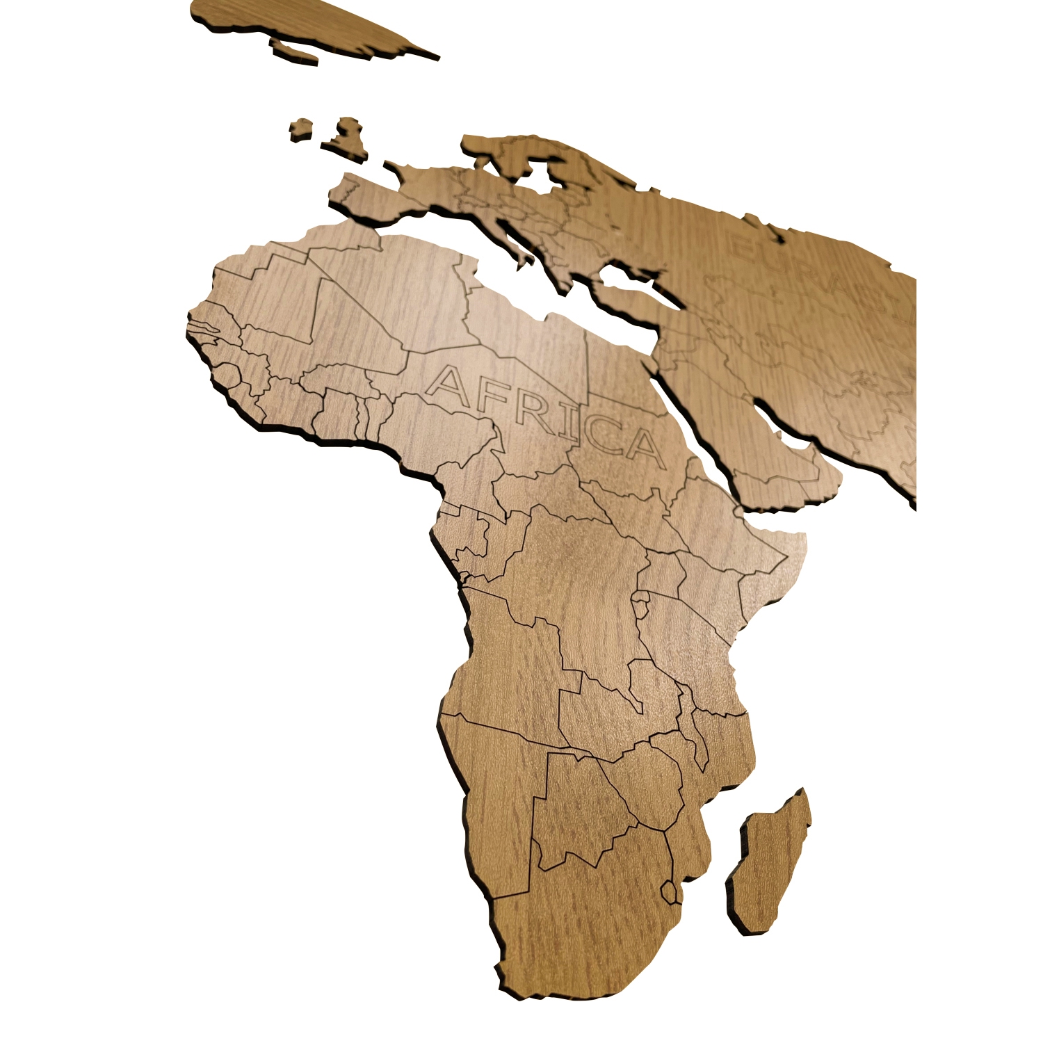 Карта мира настенная Afi Design деревянная с гравировкой континентов и Антарктидой 80х40 см дуб - фото 4