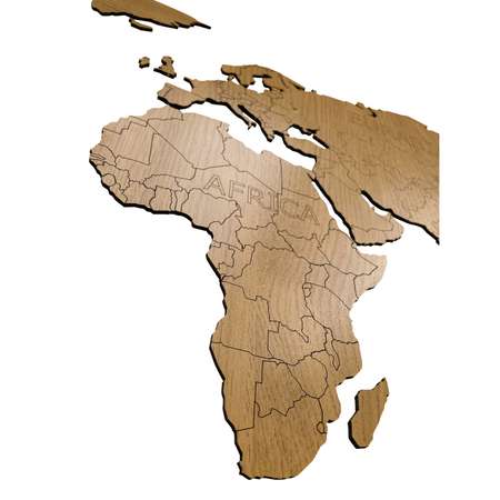 Карта мира настенная Afi Design деревянная с гравировкой континентов и Антарктидой 80х40 см дуб