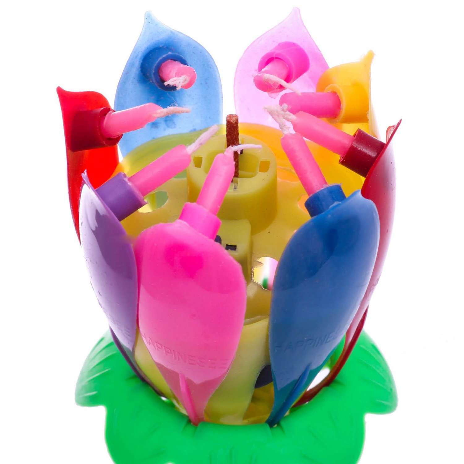 Свеча Страна карнавалия цветок в торт музыкальная разноцветная - фото 3