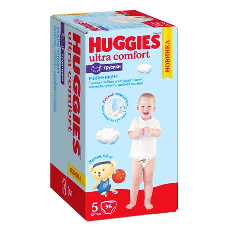 Трусики Huggies Ultra Comfort для мальчиков 5 (12-17 кг) 96 шт.