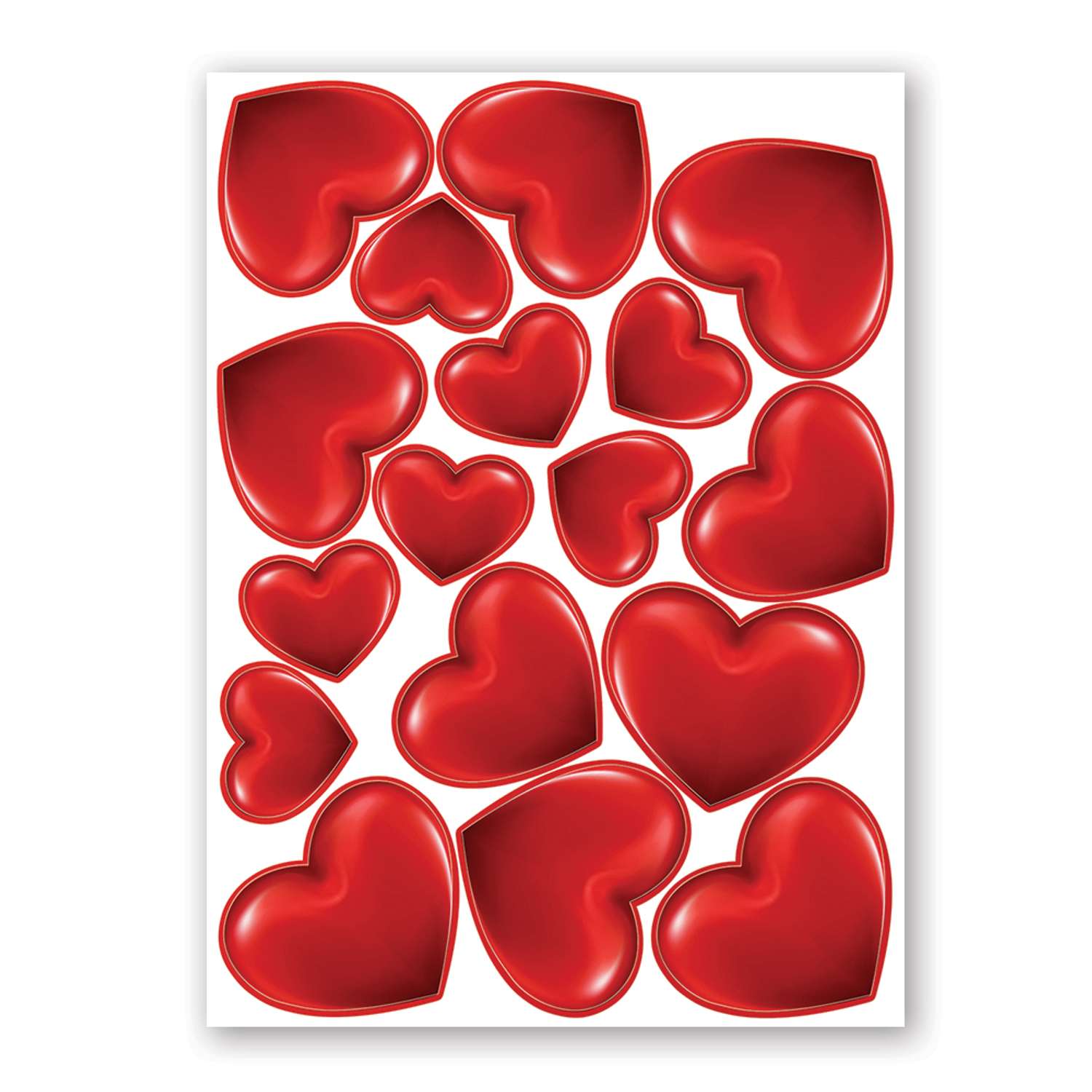 Наклейка оформительская Праздник Сердца красные - фото 1