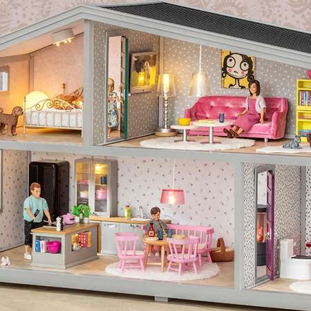 Мебель для домика Lundby Обеденный уголок 9предметов Розовый LB_60207900