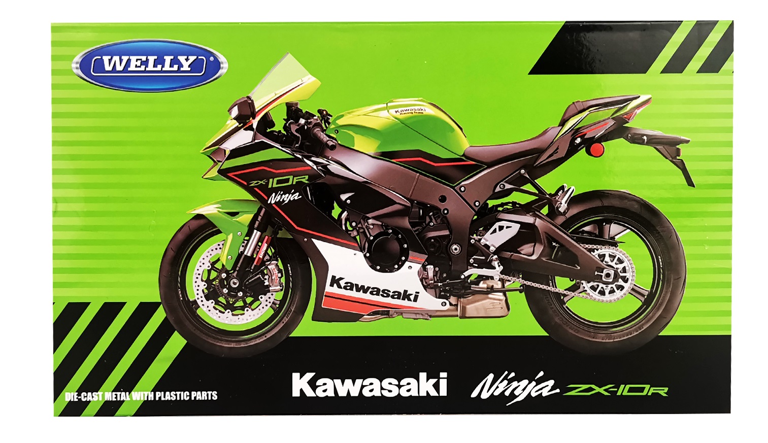 Мотоцикл Welly Kawasaki Ninja ZX-10R 1:12 без механизмов зеленый 62204GW - фото 5