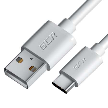 Кабель USB GCR 1.5m TypeC быстрая зарядка в белой ПВХ оболочке GCR-53252
