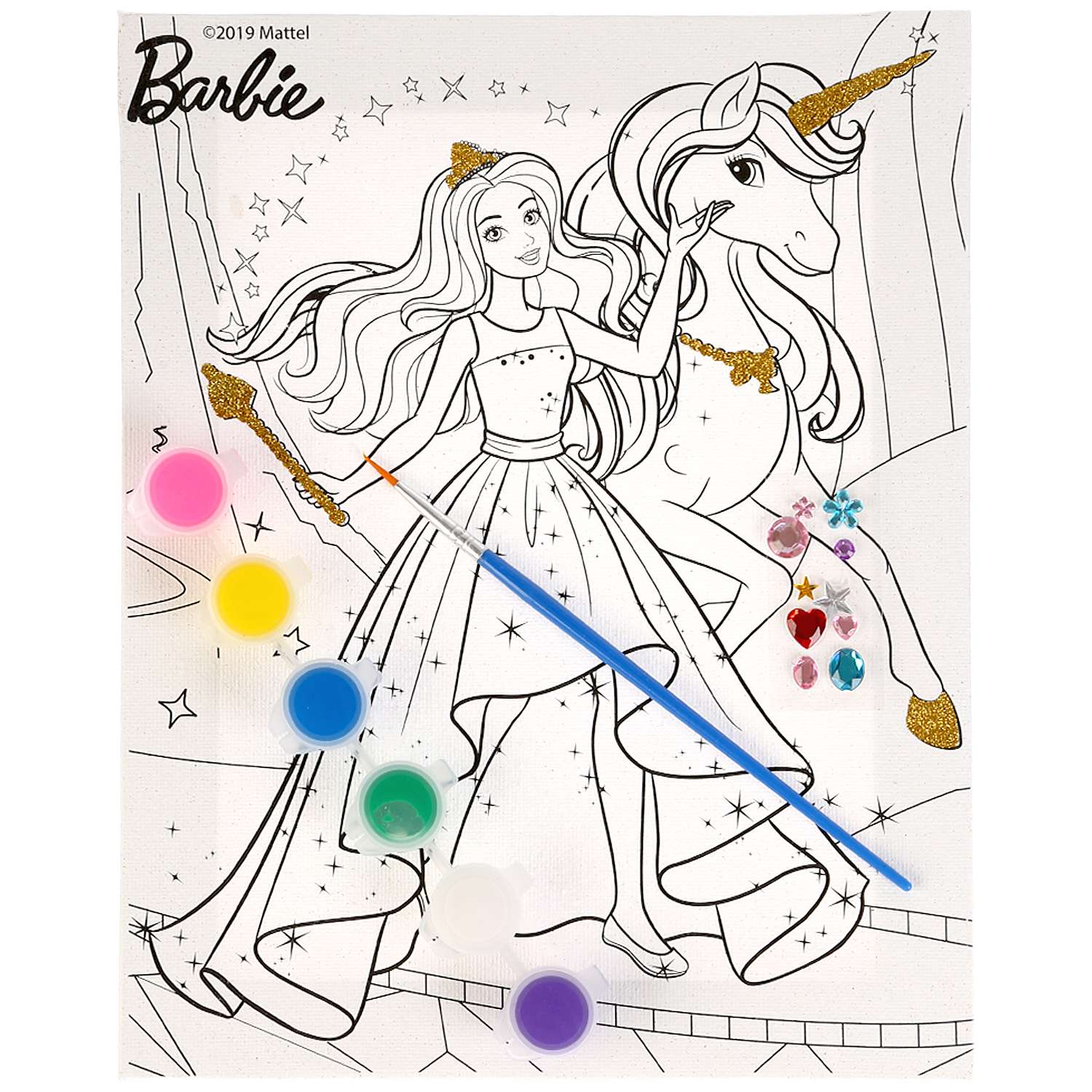 Набор для творчества МультиАРТ Barbie холст для росписи с глиттером и стразами 270351 - фото 2