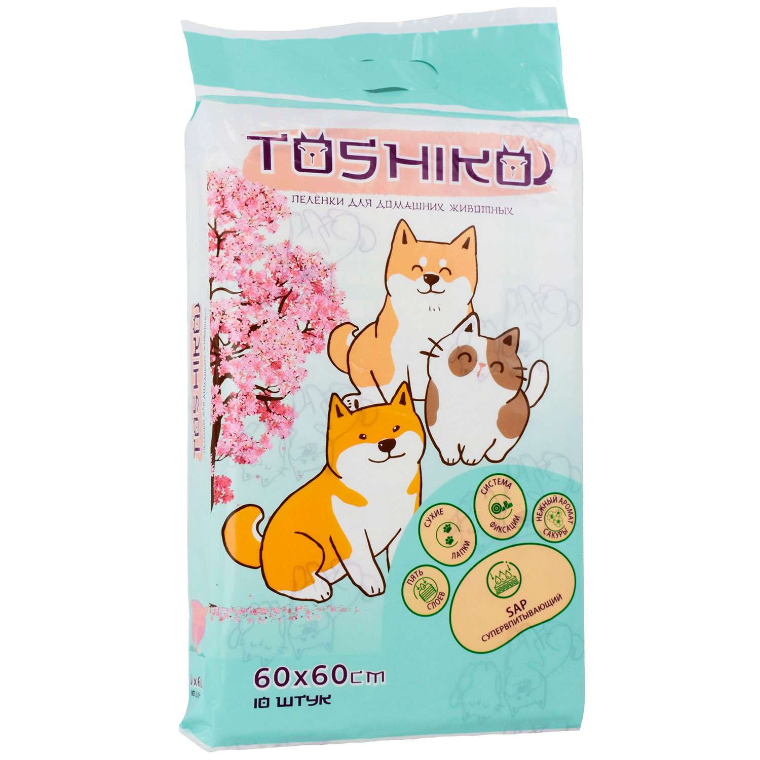 Пеленки для собак Toshiko впитывающие одноразовые с ароматом сакуры 60*60 10шт 157338 - фото 1