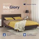 Двуспальная кровать buyson BuyGlory 200х140 коричневая микровелюр